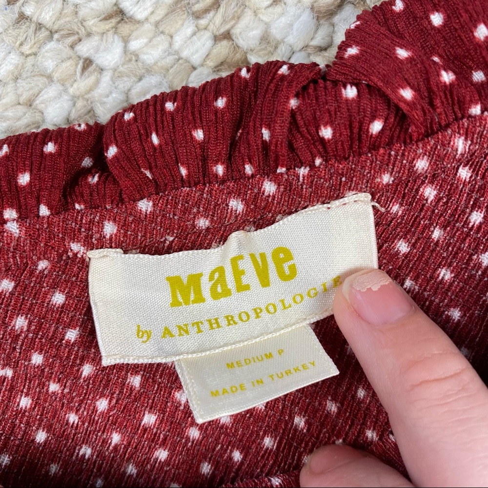 Anthropologie Maeve Rita Ruffled One Shoulder Red Polka Dot Top - Picture 6 of 10